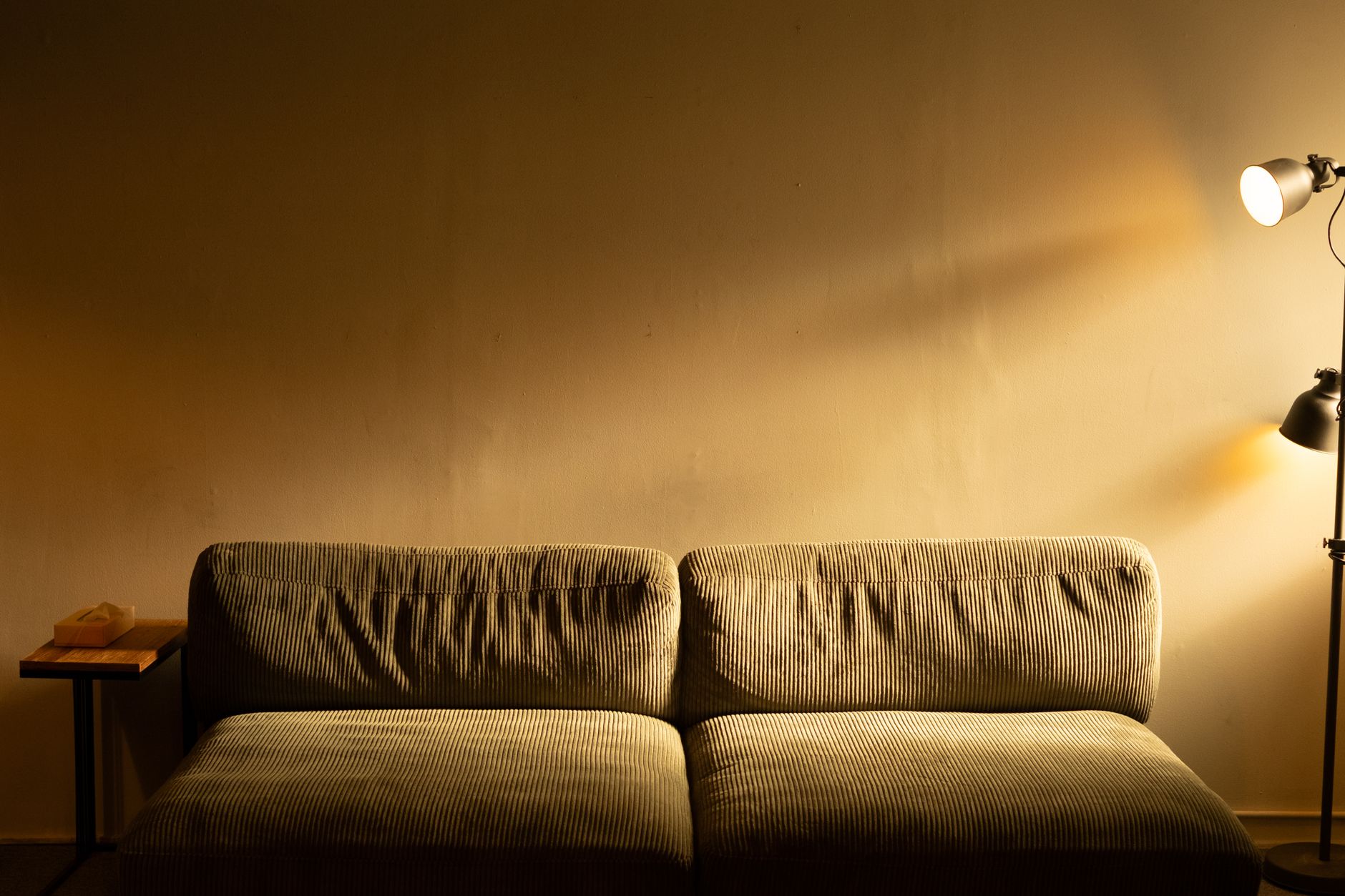 Woonkamer met slimme thermostaat en LED-verlichting als voorbeeld van energiezuinig wonen